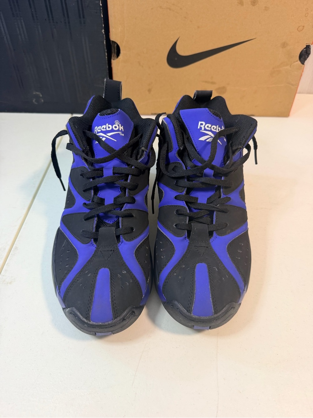 Reebok Black and Purple High-Top Athletic Sneakers
